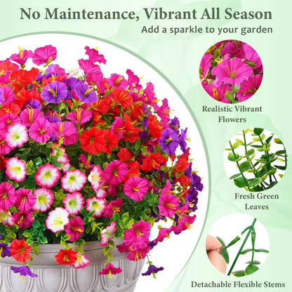 🔥 On Sale Only Today 🌸 UV Resistant Artificial Petunias Flowers for Planters, Patio, Garden & Home Decor, Outdoor & Indoor