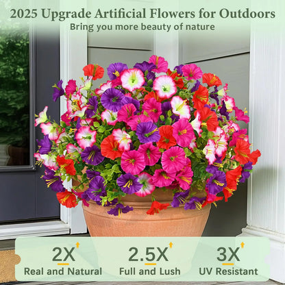 🔥 On Sale Only Today 🌸 UV Resistant Artificial Petunias Flowers for Planters, Patio, Garden & Home Decor, Outdoor & Indoor