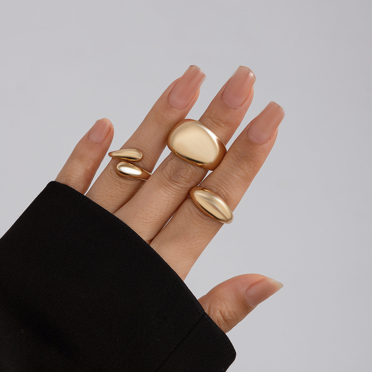 Geometric Ring, niche open mouth ring, index finger ring, lava metal wind curved ring