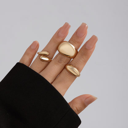Geometric Ring, niche open mouth ring, index finger ring, lava metal wind curved ring